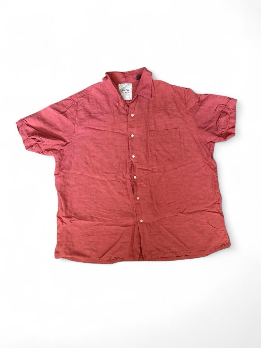 Tasso Elba Linen & Silk Casual Short-Sleeve Button-Down Shirt in Salmon